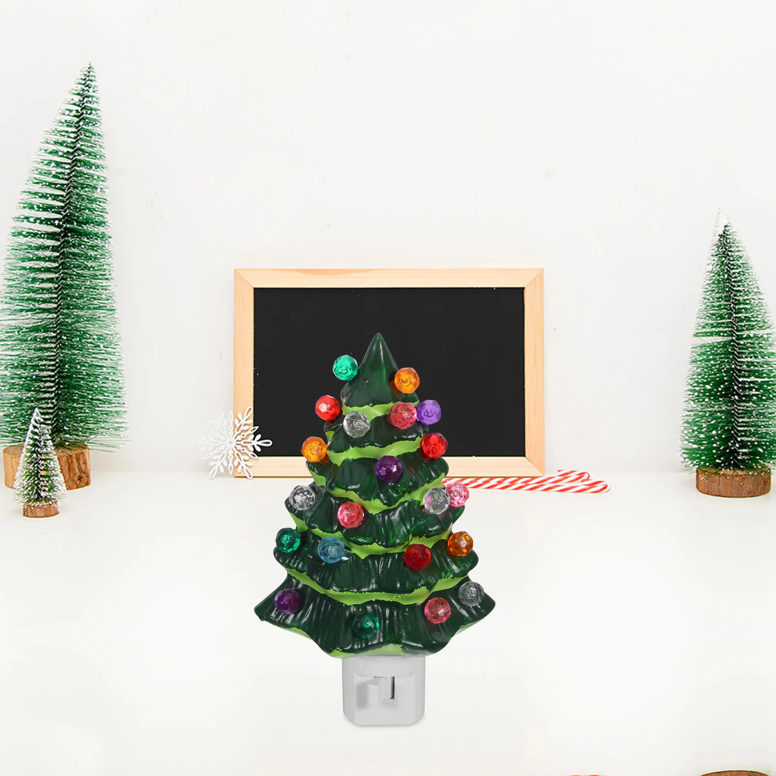 

Christmas Tree Night Light 3D Rotating Led Plug 360° Swivel Base Resin Holiday Decor For Bedroom Bathroom Kids Nursery