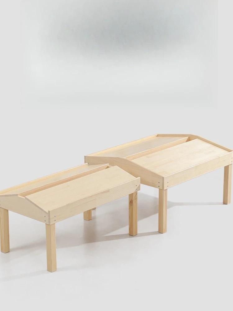 

Kindergarten early education children's library solid wood reading table picture book library inclined learning desks and