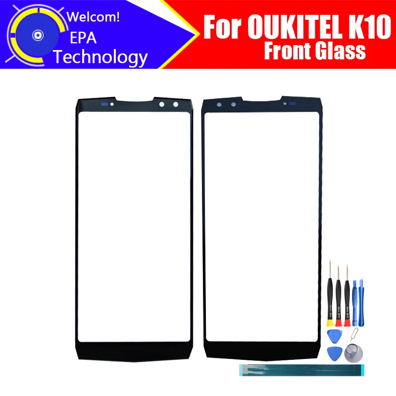 Переднее стекло OUKITEL K10, 100% Оригинальный сенсорный экран, внешнее стекло для смартфона K10 + Инструменты + клей