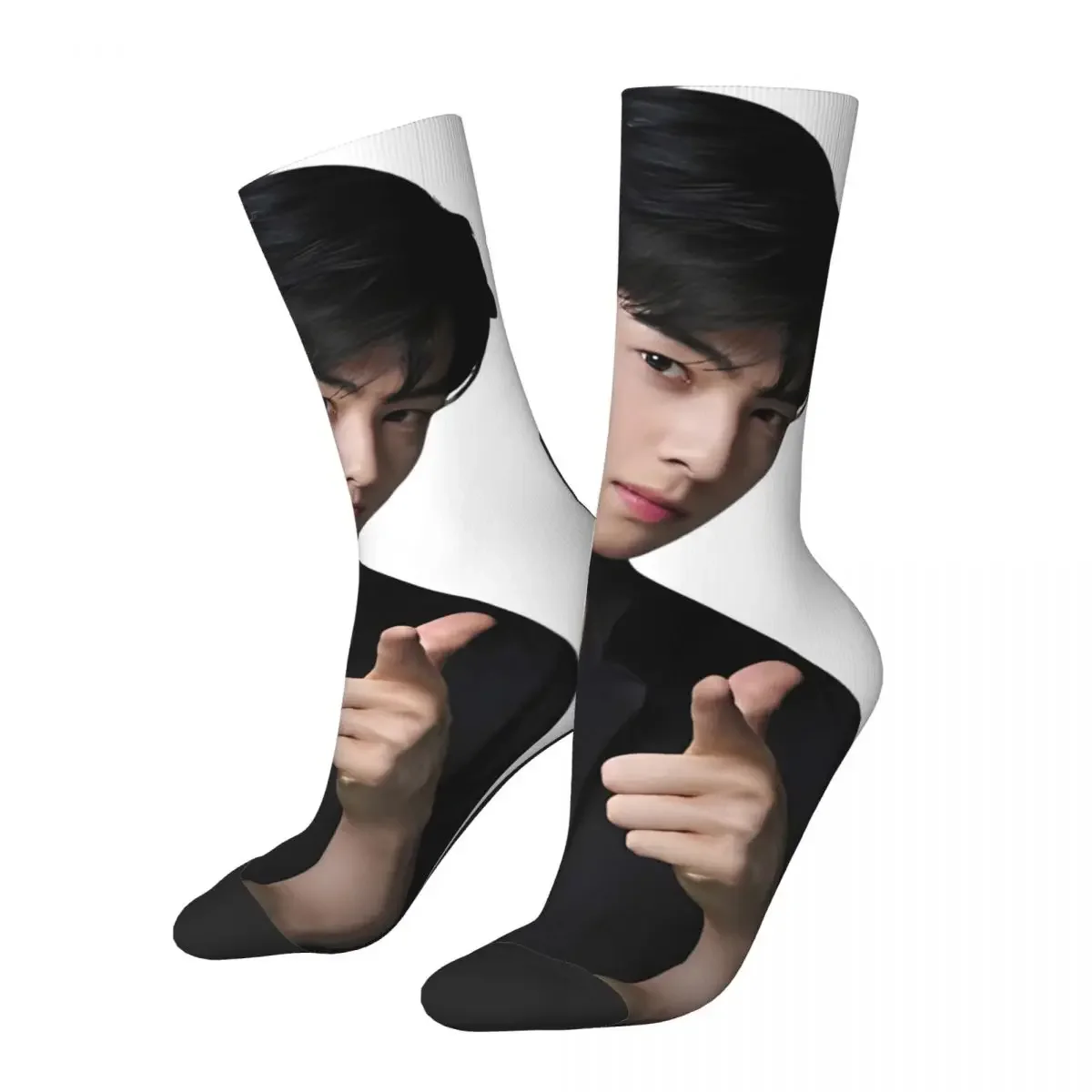 Winter Warm Colorful Women Men Cha Eun Woo In Space Astro Knock Socks Non-slip Basketball Socks