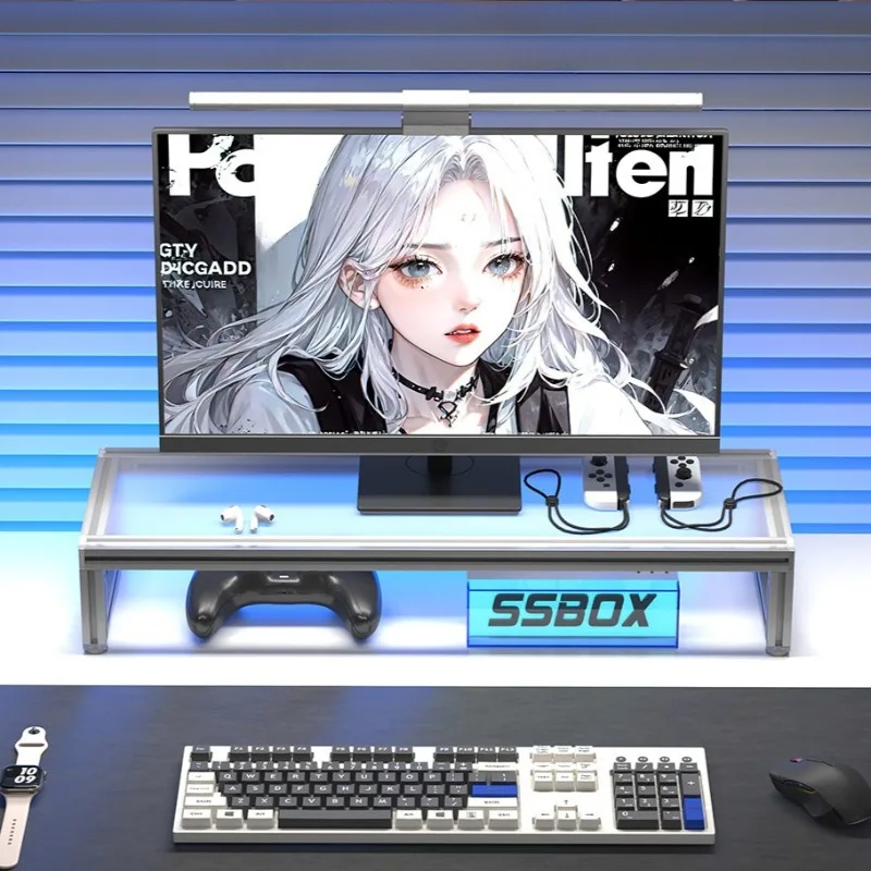 Acrylic Monitor Holder Metal Office Monitor Height Increase Display Stand Desktop Computer Storage Support Monitor Organizer