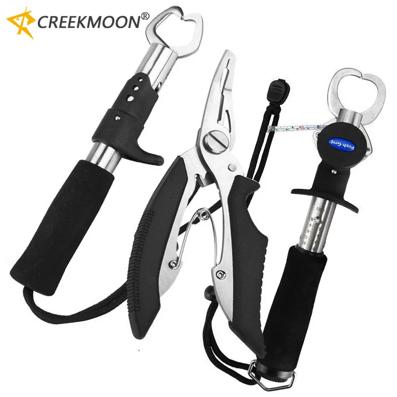 Foldable Stainless Steel Fish Gripper Cutter Plier Lip Control Set with Weight Scale Ruler Tool Carp Fishing Clamp Clip Tackles