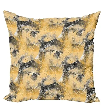 Short Plush Abstract Pillow Cover Cushion Cover, Modern Single-Sided Digital Printing, 40x40cm, Gray Light Orange and White