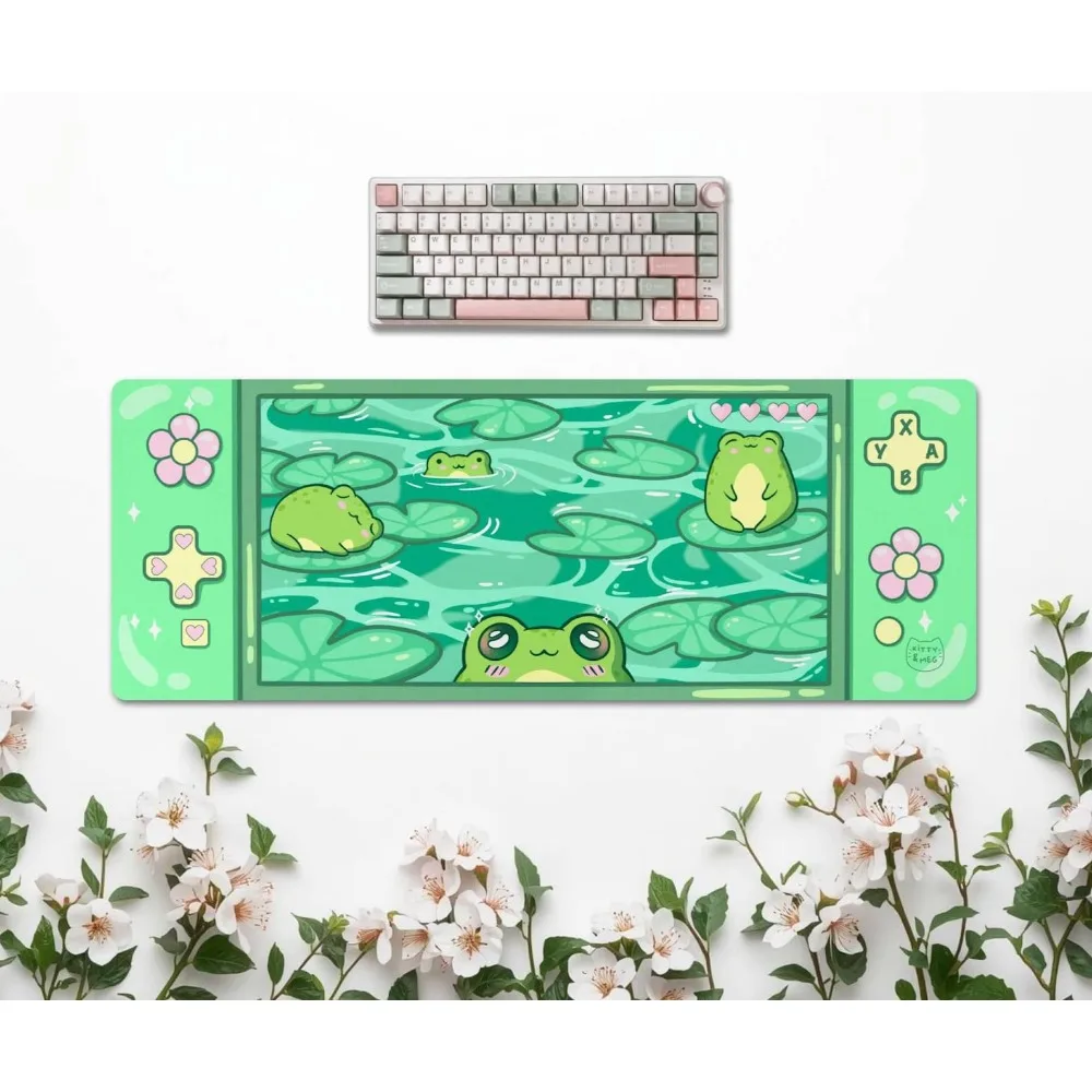 Water-Resistant Deskmat Kawaii frog mousepad alfombrillas para escritorio teclado mecânico alfombrillas gaming mouse gamer