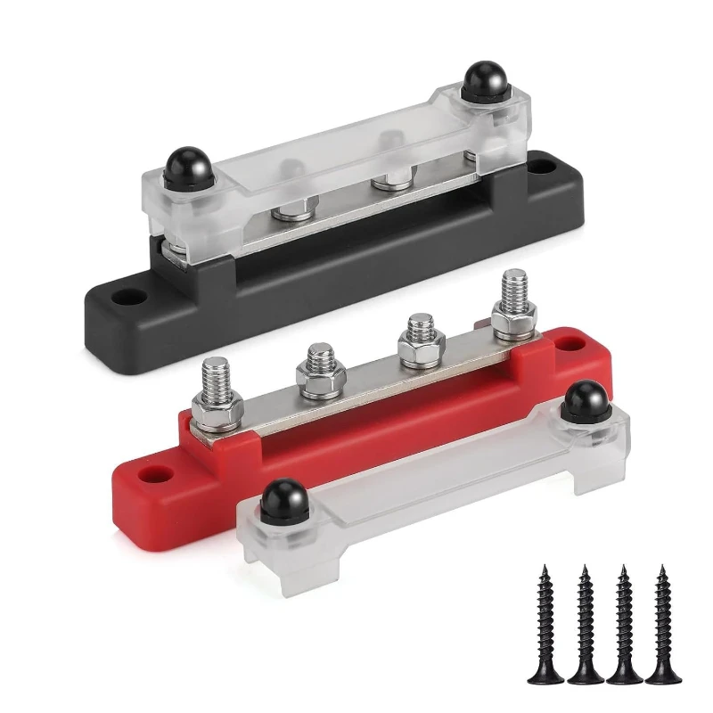 48V 150A Marine 8x1/4 M6 Power Distribution Block with Cover 12V-48V Busbar Terminal Block Battery Bus Bar Terminal Block