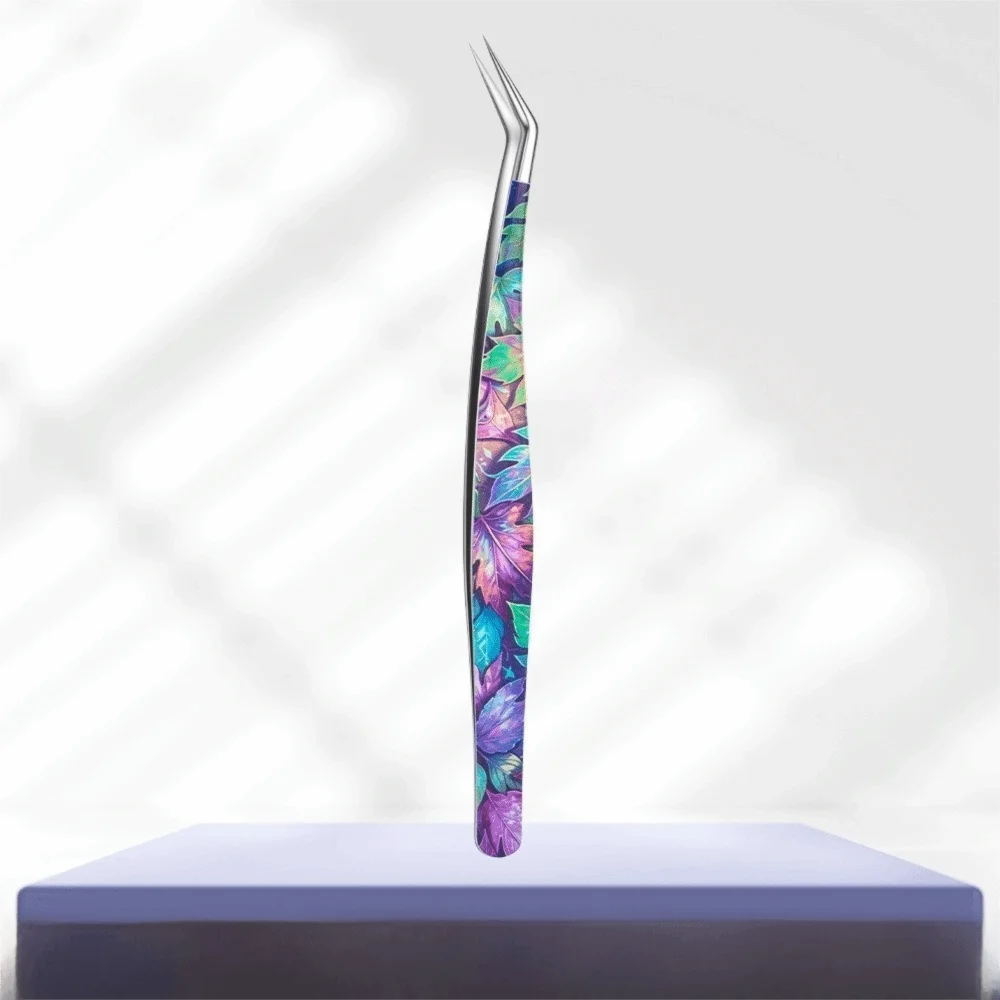 Metal Curved Stickers Tweezers Anti-static Cartoon False Eyelash Tweezers High Precision Bean Tweezers Beauty Makeup Tools