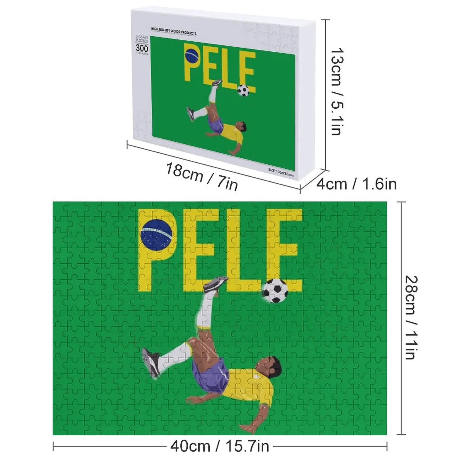 Bicycle Kick - Pele - SOCCER FOOTBALL - BRAZIL GLOBE FLAG YELLOW TEXT Jigsaw Puzzle Jigsaw Custom Custom Child Puzzle