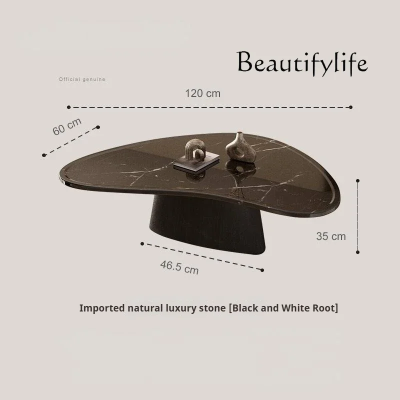 طاولة قهوة جديدة فاخرة من الحجر الطبيعي - طاولة شاي رخامية بتصميم إيطالي، شكل فني حر لغرفة المعيشة الحديثة" #5