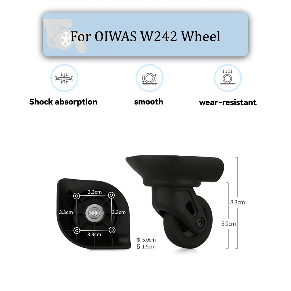 

For OIWAS W242 Universal Wheel Black Replacement Suitcase Silent Smooth Shock Durable Absorbing Rotating Accessories CasterWheel