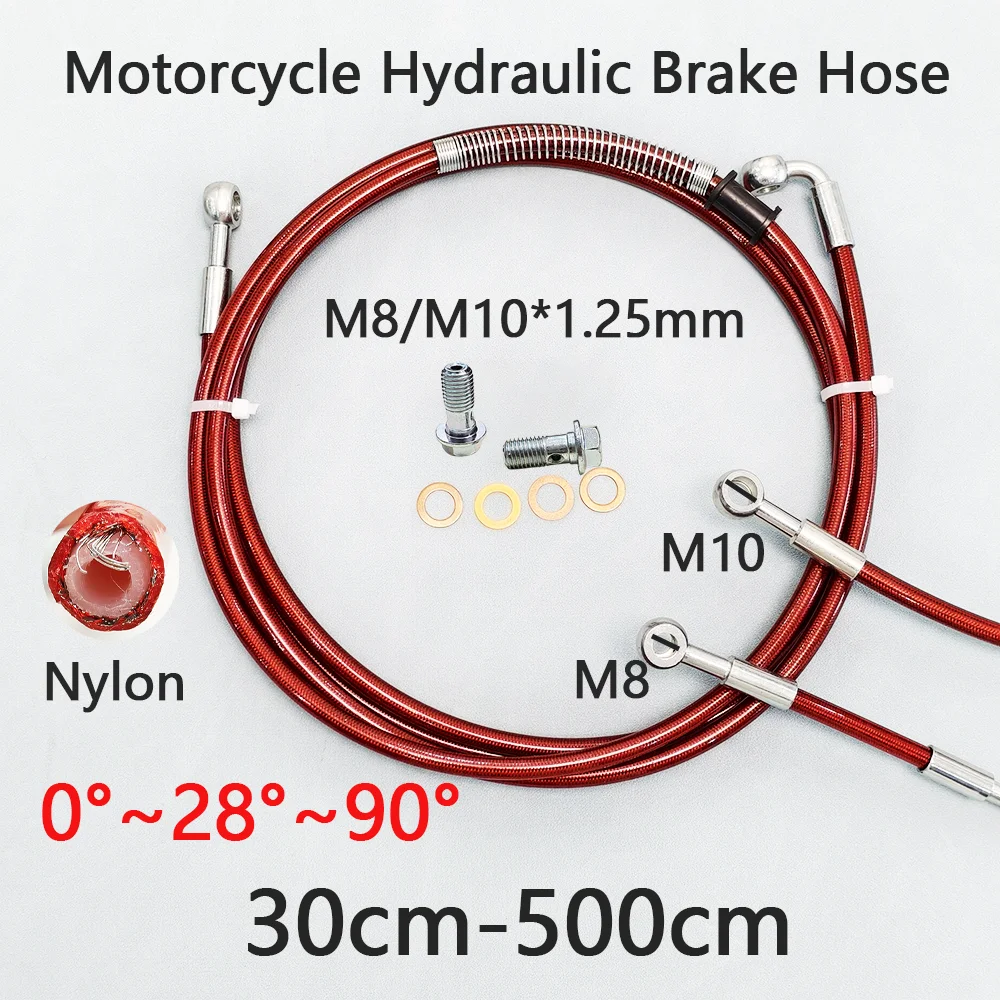 

30cm-500cm Motorcycle Brake Hose Hydraulic DOT Line Cable 8mm 10mm Banjo for Suzuki Kawasaki Yamaha Pipe Line Braided oil hose