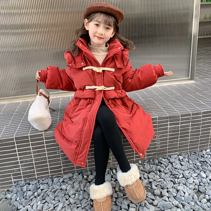 

New Winter Down Cotton Jacket for Children, Medium to Long Thickened Cotton Jacket for Girls, Warm and Western Style Coat