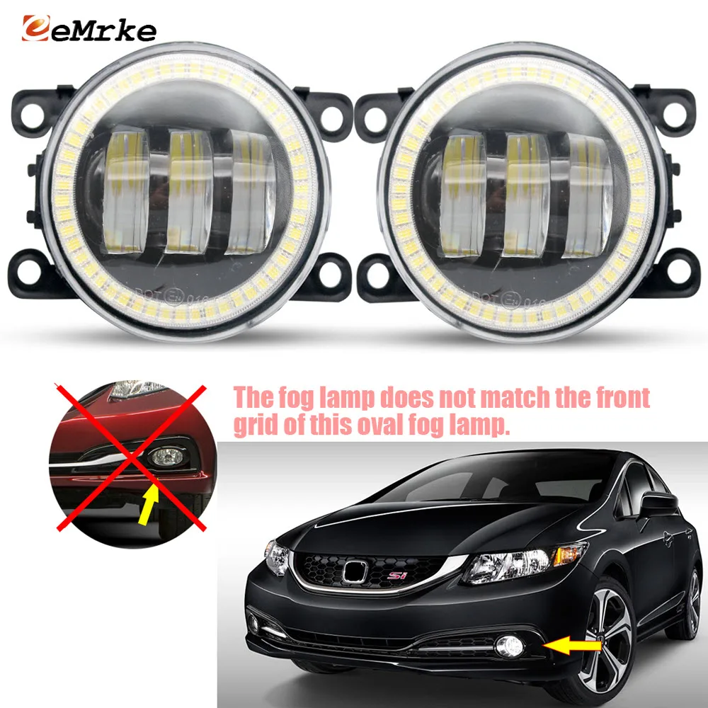 

Светодиодные противотуманные фары для Honda Civic Si FB6 2013-2015: Обновленные фары с ангельскими глазками и ДХО, комплект для дневного света