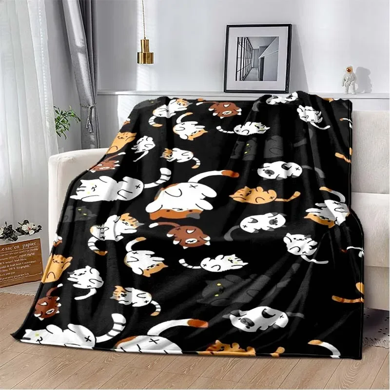 9 Cute Cat Cartoon Soft Flannel Fluffy Throw Camping Blanket for Children Sofa Throw Thin Blanket Fashion Gift