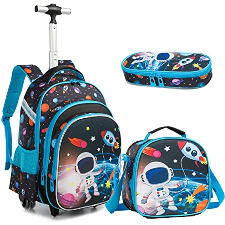 

Rolling Backpacks Backpack with Wheels for School Bags Luggage With Wheels Trolley Wheeled Backpacks for Boys 3PCS 16" Astronau
