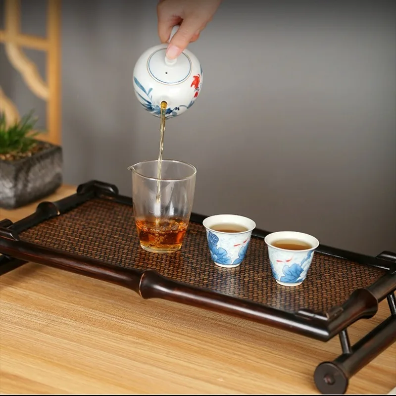 Wabi Sabi Bamboo  Tray Rectangular Dry Brew Tea Serving Plate Household Desktop  Set Storage Tray for Tea Ceremony