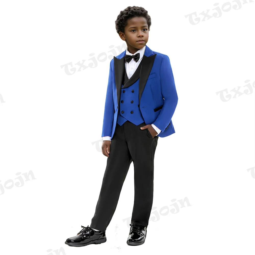 Boys Suits Slim Fit Dresswear 4 Pieces Blazer Vest Pants Bow Tie For Wedding Birthday Party Handsome Child Tuxedo Piano Contest