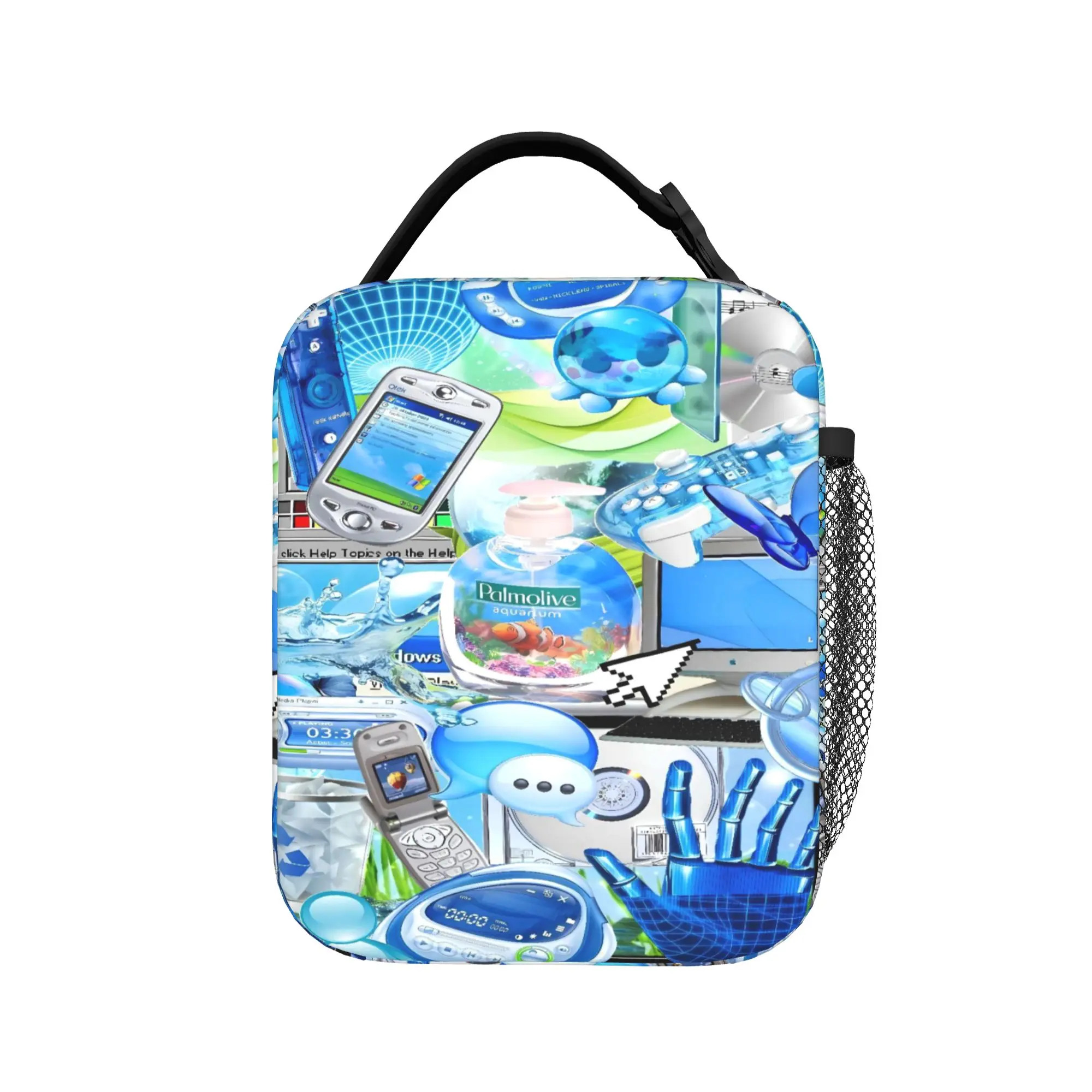 Frutiger Aero Lunch Bag For Girls  Print Lunch Box Aesthetic School Cooler Bag Convenient Waterproof Thermal Lunch Bags