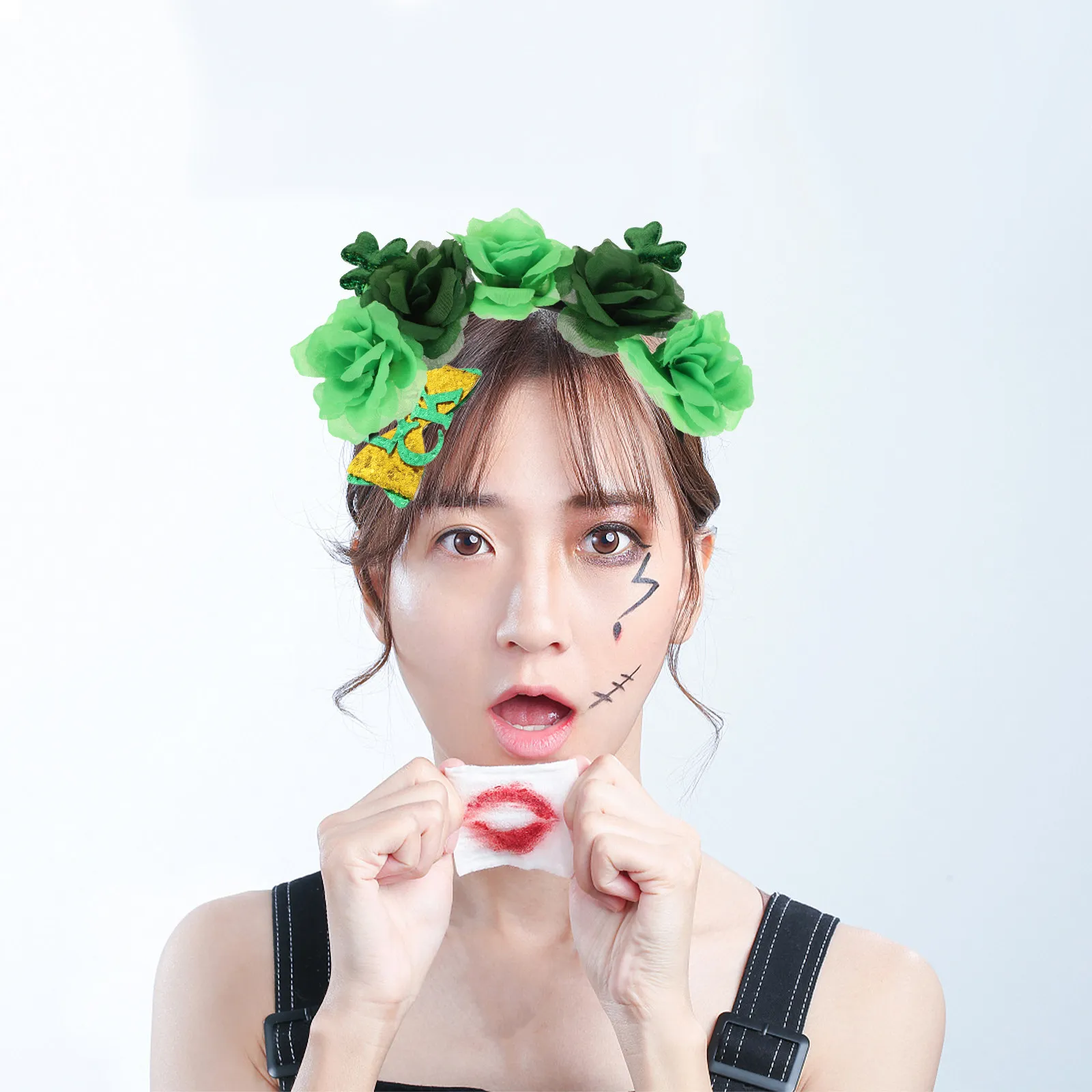 

2pcs St Patricks Day Headbands For Women: Shamrock Rose Flower Festival Hair Accessories - Girls Party Headwear Decoration