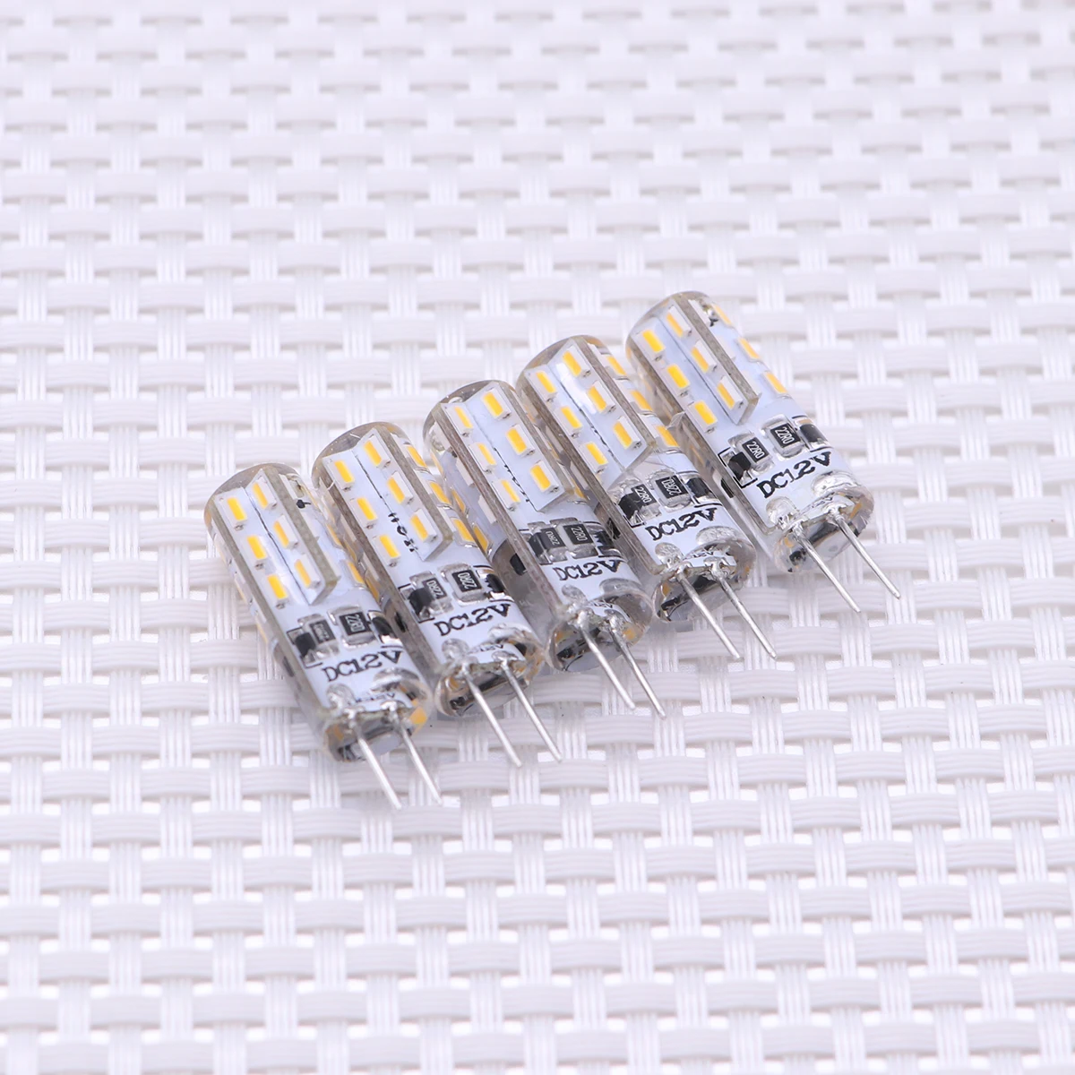 

5pcs G4 Led Bulbs 12V 1.5W Warm White 3014 Smd Super Saving Lamp 105 Lumens 10Mm Diameter 35.4Mm Length