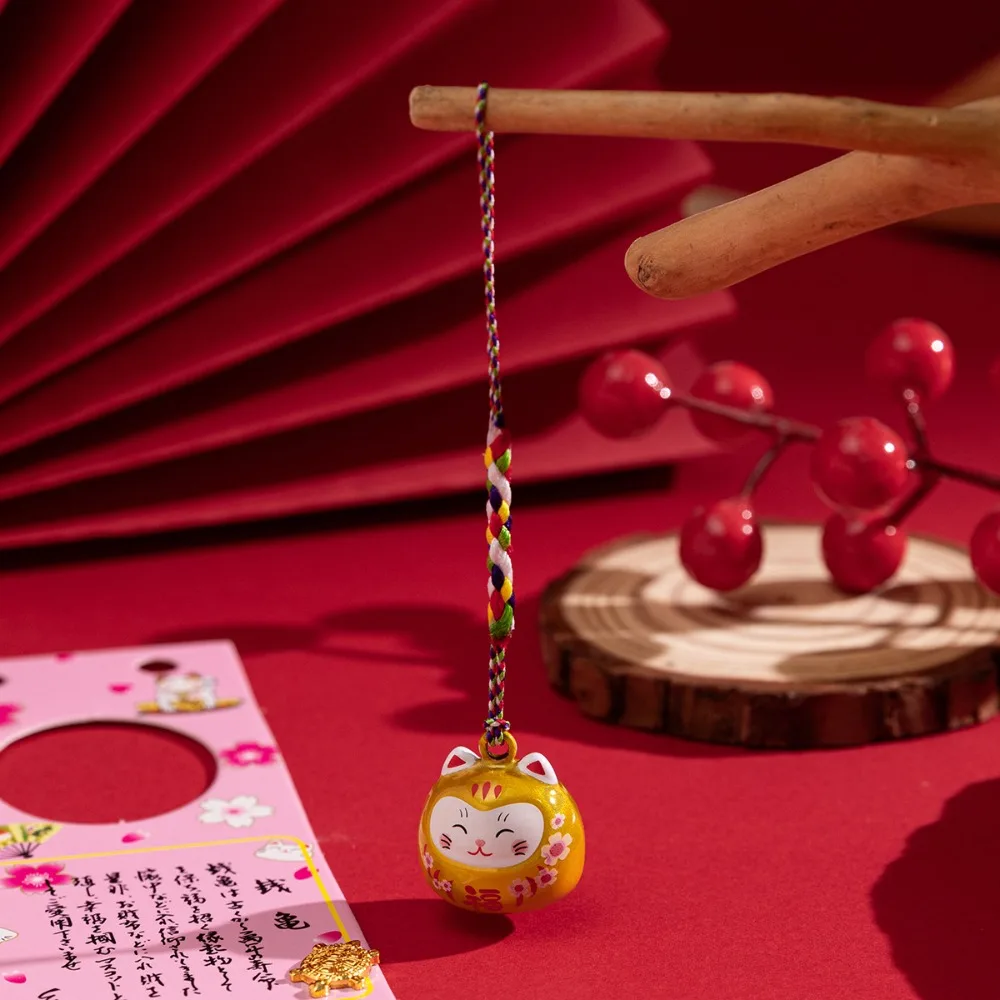 Bring Wealth Cat Bells Pendant Creative Gift Ornaments Lucky Cat Keychain Good Luck Cat Daruma Bells Pendant Key Chain