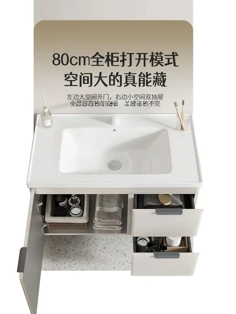 C-1 stainless steel bathroom cabinet with drawers ceramic integrated face wash basin cabinet combination