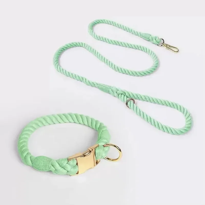 

Cotton Slip Dog Leash Rope Collar Set Heavy Duty Braided Comfortable Handle for Small Medium Large Dogs and Cats