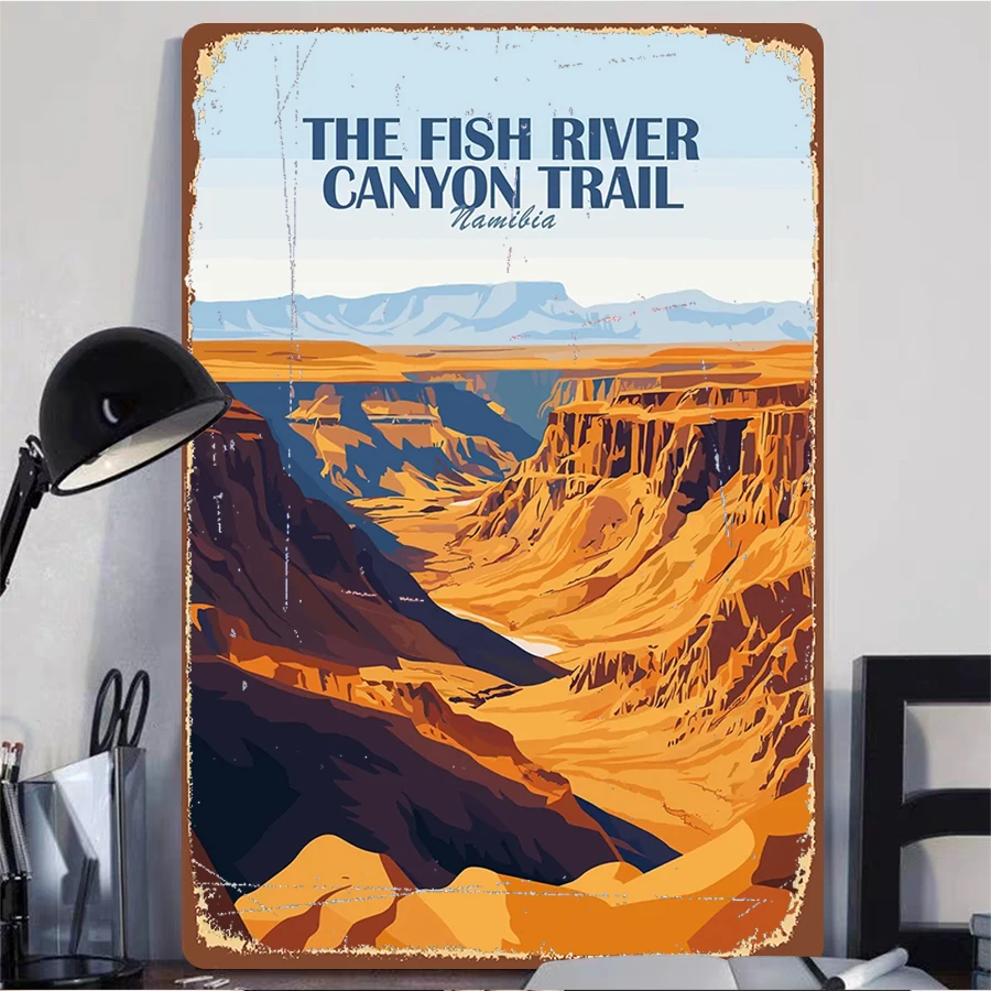 Fish River Canyon Trail Namibia Landscape Metal Wall Art Decorative Iron Painting for Home Office Decoration