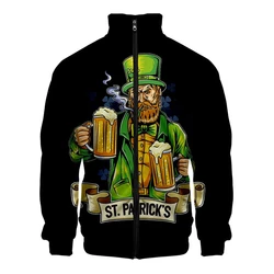 Irish St.Patrick Day Jacket 3D Print Men Women Fashion Zipper Coats Clothes Tops Oversized Sweatshirt Hoodie Boys Girls Clothing