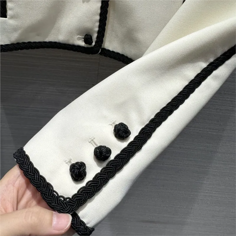 Women's Clothing High quality contrast color yarn dyed trim 3D cut jacket Autumn Winter New  NO.9