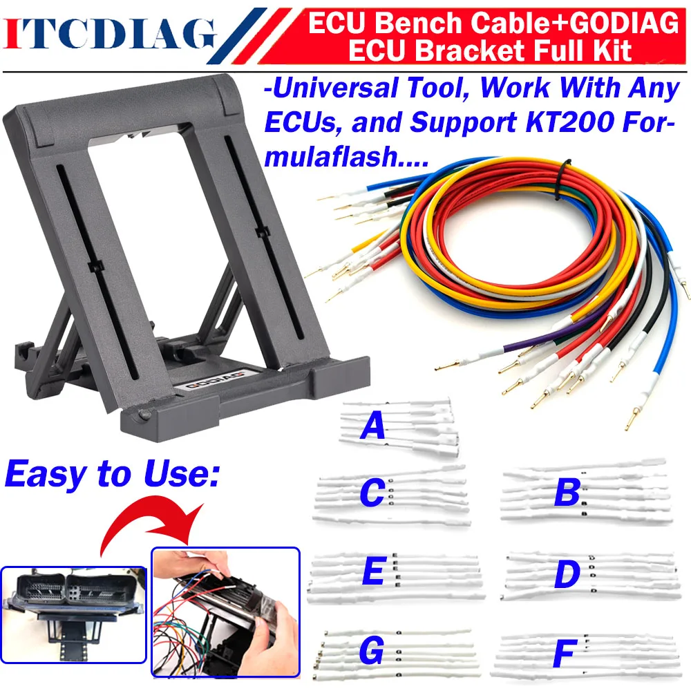 

Универсальный кронштейн GODIAG для легкой проводки ECU, подставка для ECU с кабелем и разъемом для ECU, совместим с Godiag, KESS, KTAG.