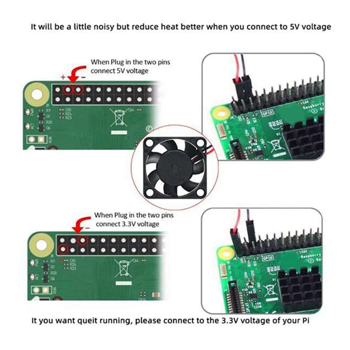 Imagem -02 - Brushless Cpu Cooling Fan Dissipador Refrigerador Radiador para Raspberry Pi4 Pi3 b Mais pi pi pi b Mais Pcs 3.3v 5v