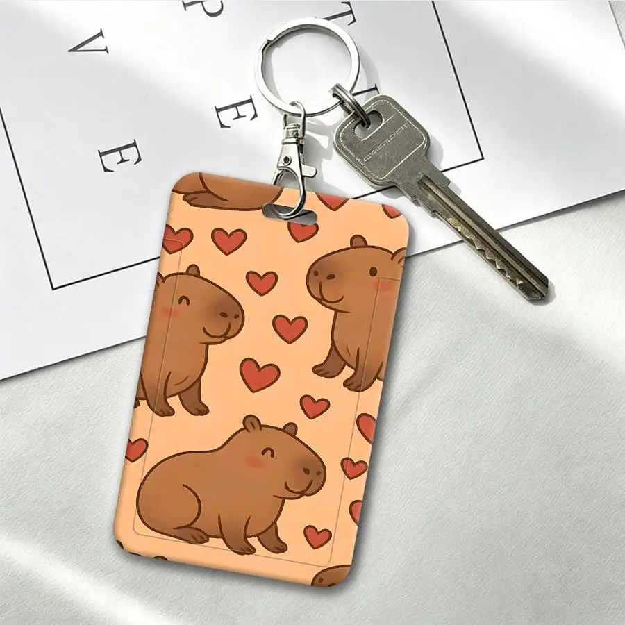 Cover Case 1Pc Card Holder Retractable Credit Card Holders Holders Child Bus with lanyard Bank ID Badge Capybara Cute