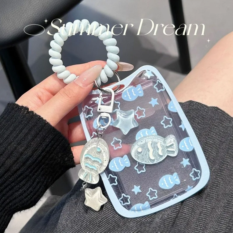 Multi-Purpose Fish Print ID Card Holder Durable Plastic Badge Case for Access Control Campus Bus Card Student & Employee ID