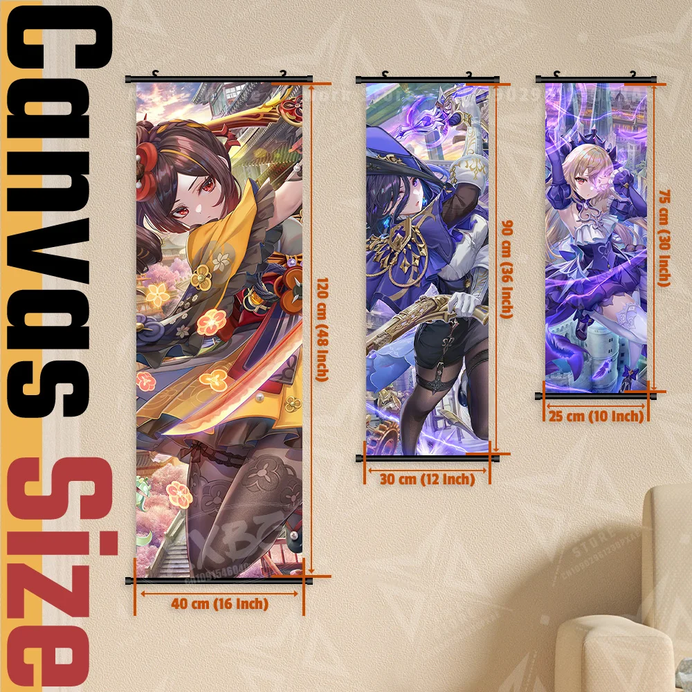 Genshin Impact Game Wall Art Scrolls Bild Kawaii Anime Arlecchino Leinwand gedruckt Home Decor Poster Gemälde für Wohnzimmer