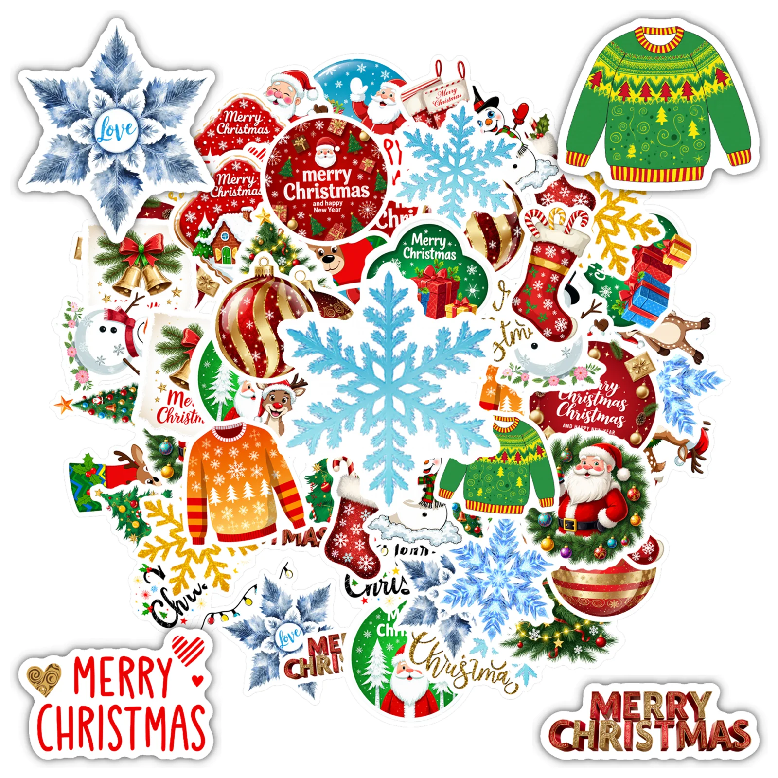 35pcs Cute Santa Claus Stickers Colorful Reindeer Stationery Stickers Teacher Reward Stickers For DIY Phone Laptop Scrapbook