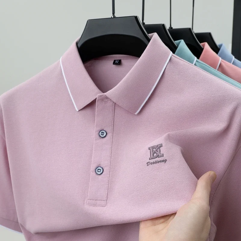 

High Quality Luxury Men's Short Sleeve Polo Shirt Fashion Brand Letter Embroidery Summer Solid Color Comfortable Casual T-sh