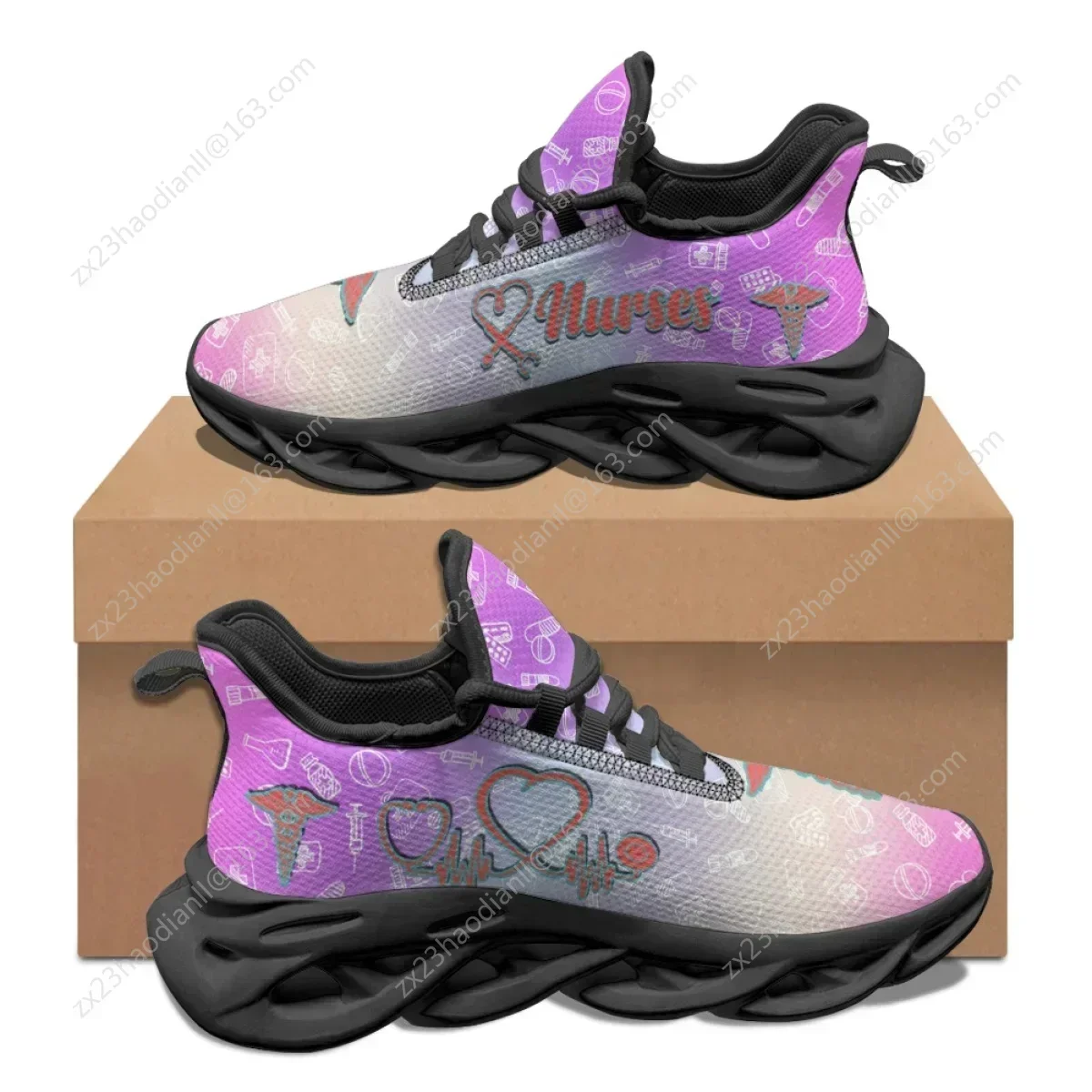 New Fashion Nursing Shoes Comfortable Lightweight Outdoor Youth Sneakers Gradient Wear-resistant Casule Lace Up Shoes 2023