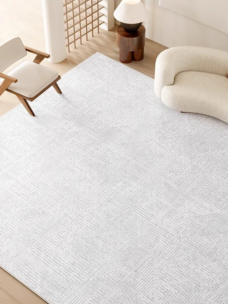 Cream Striped Carpet Light Grey Line Decorative Rugs Living Room Luxurious Carpets Large Size Bedroom Non-Slip Washable Rug 양탄자