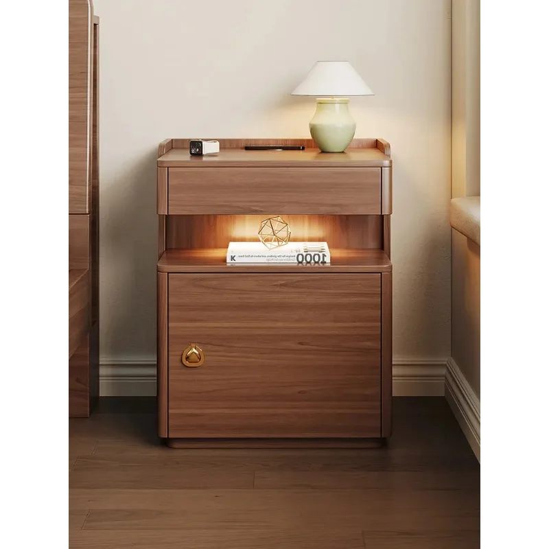 Smart Bedside Table, Safe, Integrated High-end Sense, Modern Simple Master Bedroom, Solid Wood Medieval Bedside LockerN1