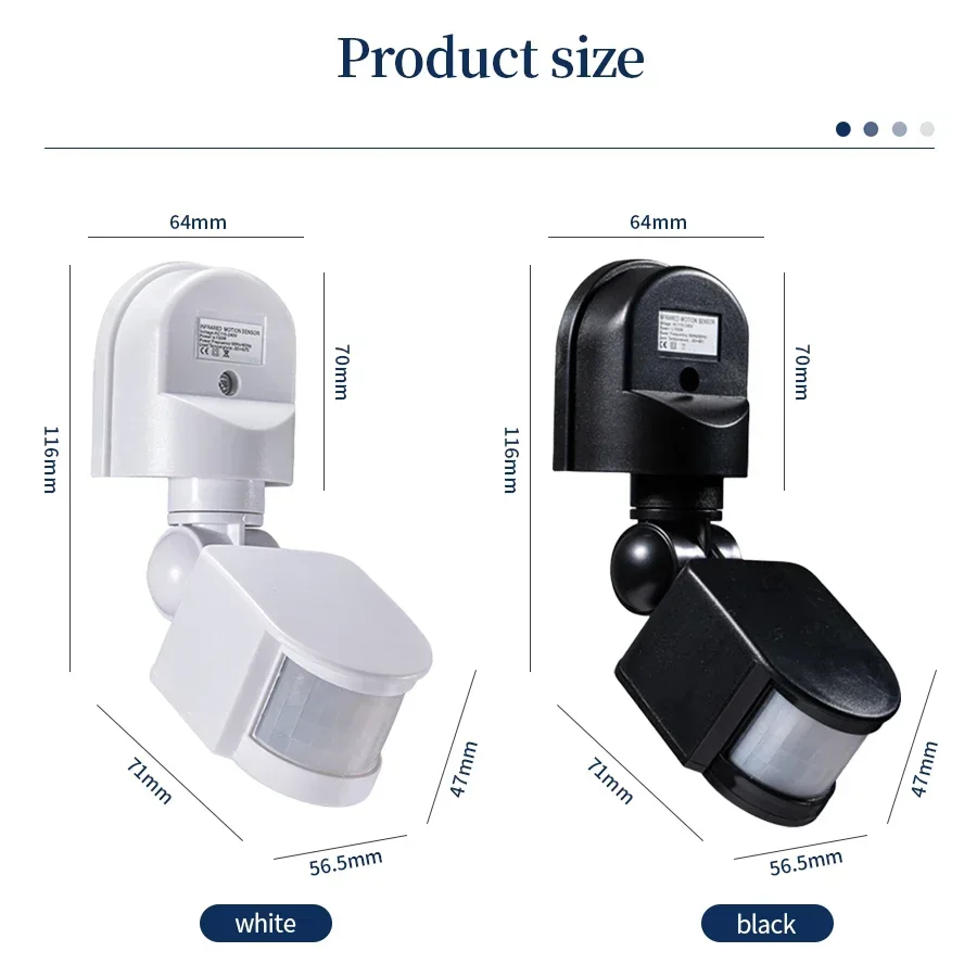 Motion Sensor 220V 110V 12V Switch Automatic Infrared Human Body Induction Detector 180° Rotating Outdoor Light Switch