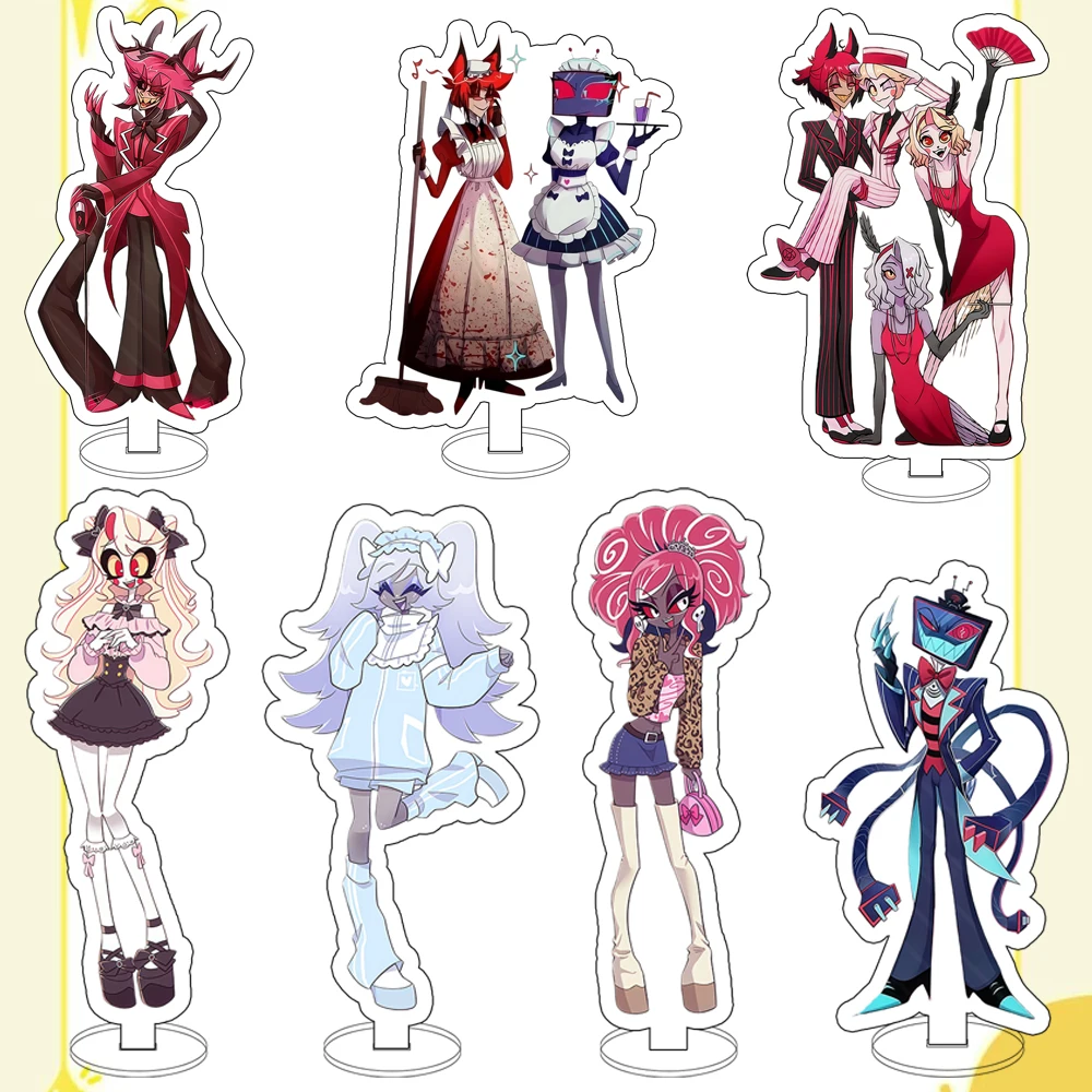 Para Hazbin Hotel Alastor Charlie Morningstar Vox Valentino Velvet Vaggie 15cm soporte acrílico periférico de animé adorno de escritorio