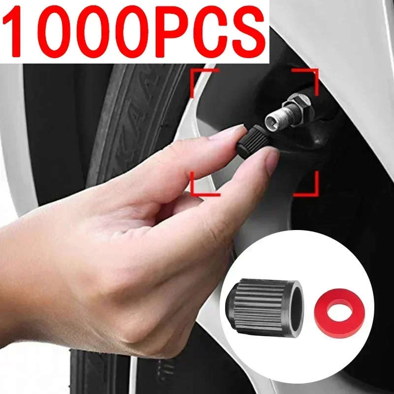 1000/4PCS Plastic Black Bike Tyre Valve Caps for Car Bicycles Motorcycles Car Tire Valve with O Seal Ring Dome Shape Dust Valve