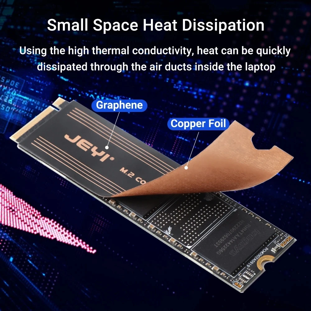 M.2 SSD Heat Sink Dual-Layer Graphene and Copper Foil Design Cooler Radiator for Laptop PC for NVMe NGFF 2280 Solid State Drives