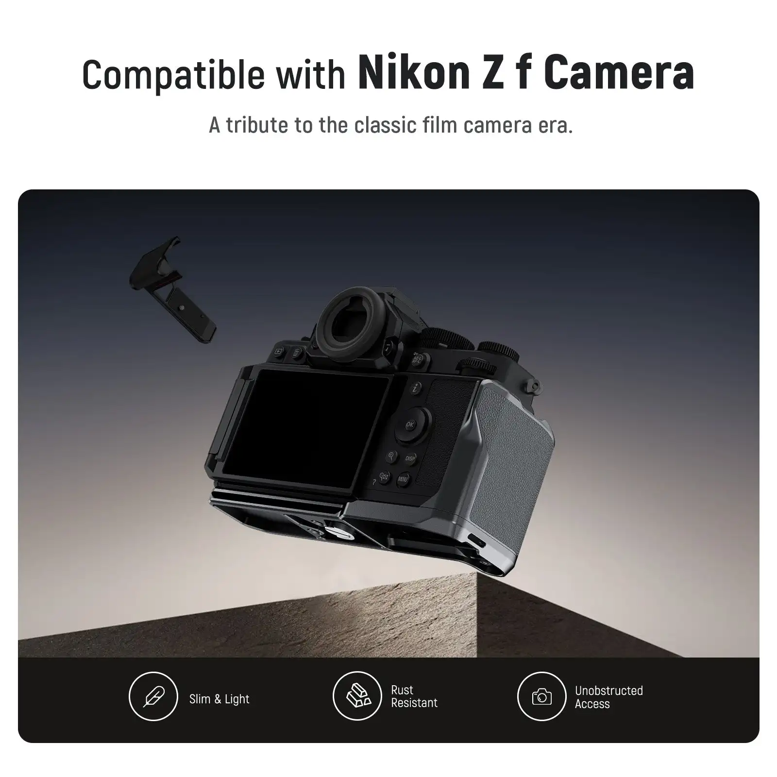 NEEWER Slim Formfitting L Shape Grip กล้อง Baseplate สําหรับ Nikon Zf Arca ประเภท Quick Release Plate Handgrip CA079