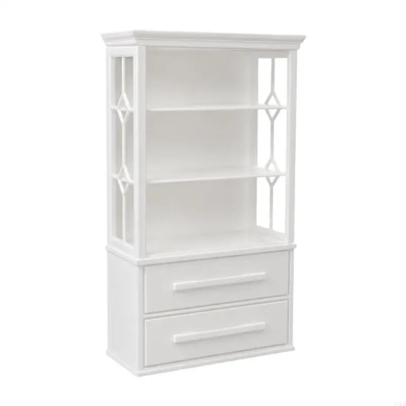 Mini Home Bookcase Furniture White Shelf Cabinet with Layered Open Shelves for Bedroom or Living Room Styling and Table