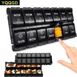 Weekly Portable Travel Pill Cases Box 7 Days Organizer 14 Grids Pills Container Storage Tablets Drug Vitamins Medicine Fish Oils