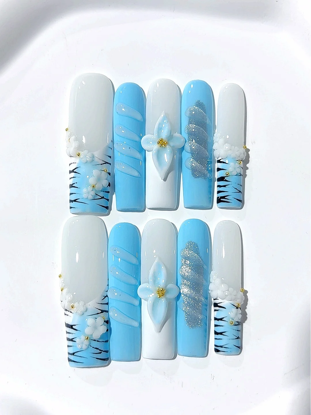 

4cm Sky Blue Light Color Casual Nail Art Fashion Manicure (Jsb07)