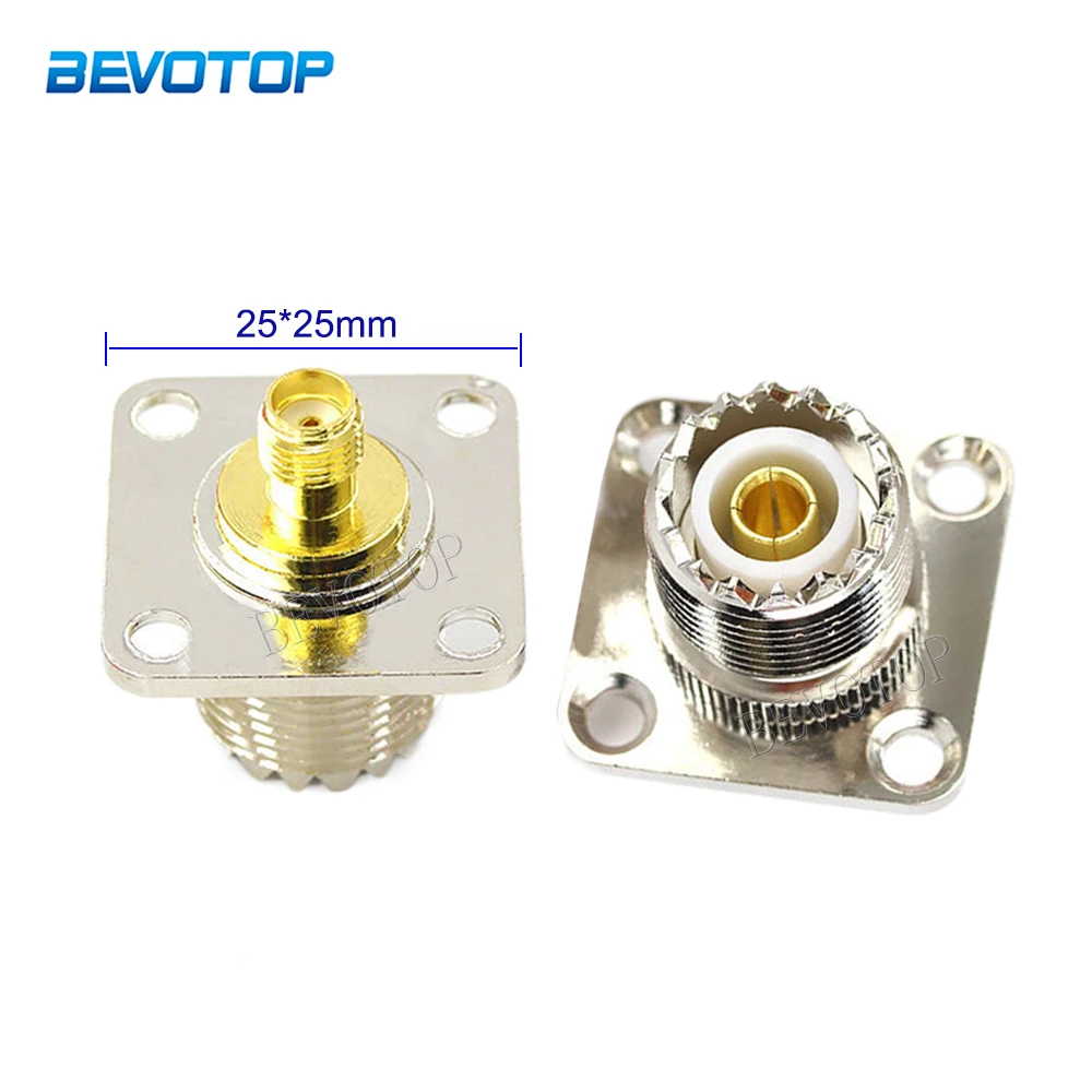 

1Pcs SO239 UHF Female to SMA Female 4 Hole Connector Flange Panel Mount Socket RF Coaxial Adapters Brass Copper