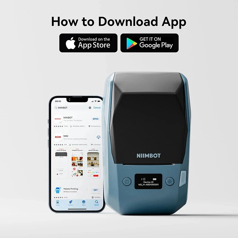 Niimbot M2 B1 Mini Thermal Transfer Label Printer Portable 2 Inch Cable Intelligent Heat Transfer Wireless Bluetooth Printer