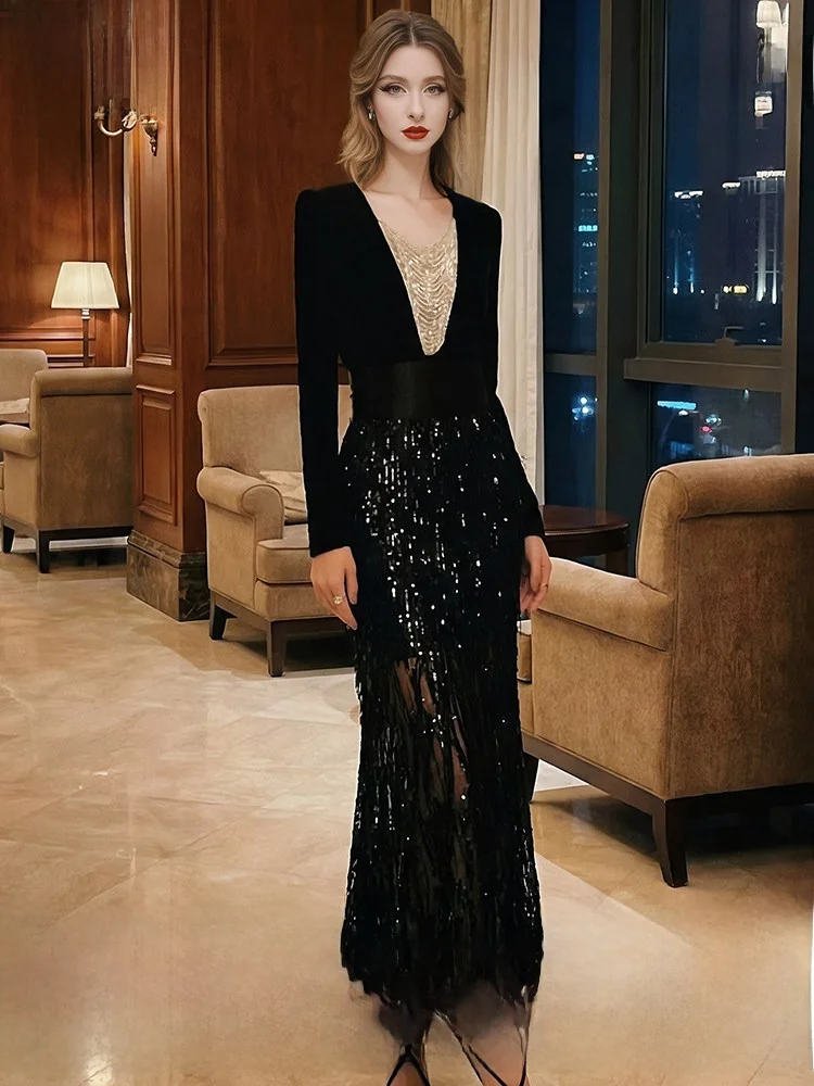 

Phoebe Elegant Black Tassel Midi Skirt Women's Spring High Waist Ball Gown Semi-Body Skirt Can Be Matched with Top